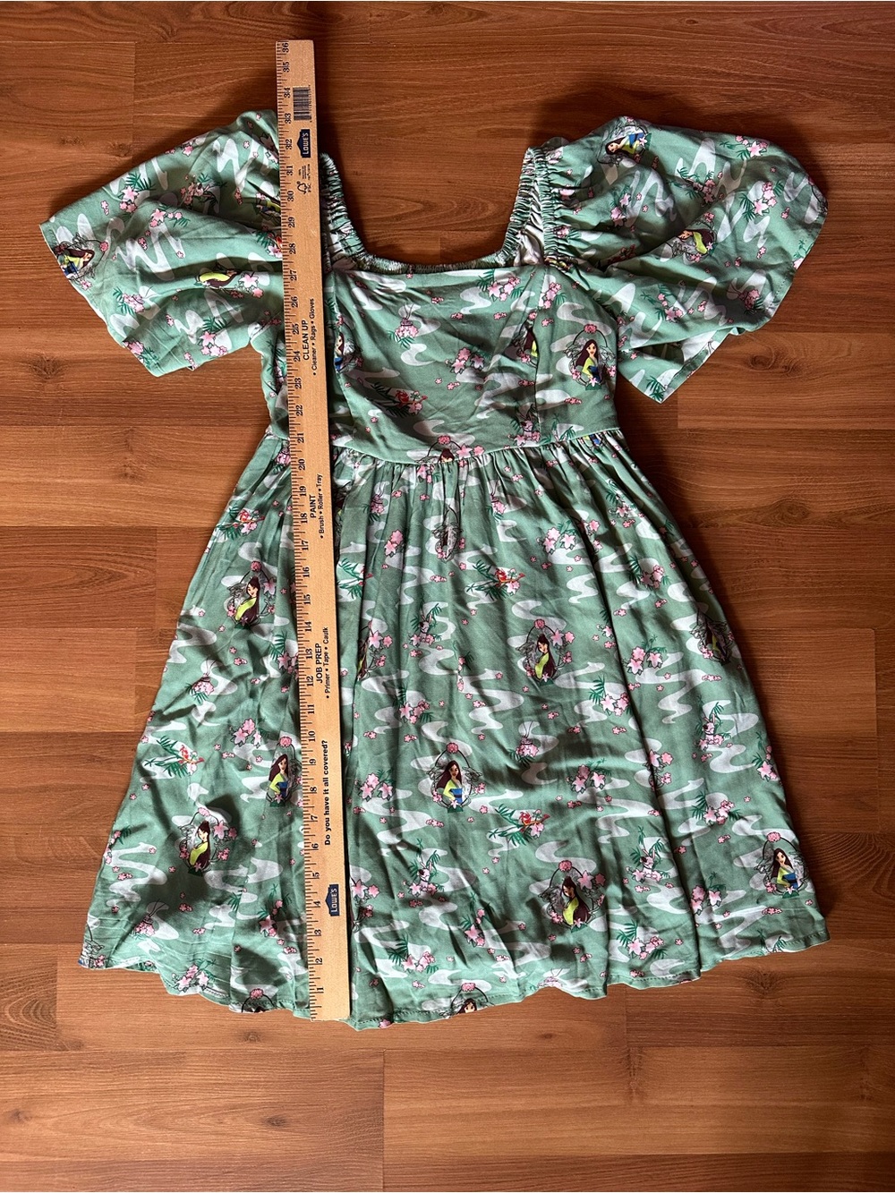 Disney Mulan Princess Mint Green Floral Puff-Sleeve Midi Dress - Picture 4 of 16